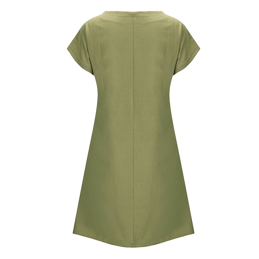 Embroidered Short Sleeves Knee-length V-neck Casual Dress Fashion Women Plus Size Mujer Vestidos Loose Female Fashion Dresses - Image 5