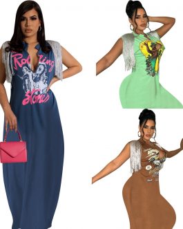 Casual Women Long Dress Tassel