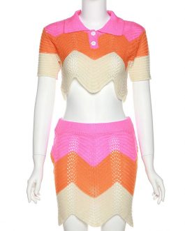 Adogirl Knitted Stitching Two Piece