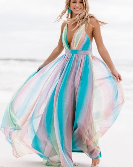 Echoine Sexy Deep V Rainbow Mesh