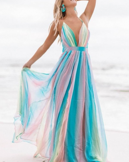 Echoine Sexy Deep V Rainbow Mesh