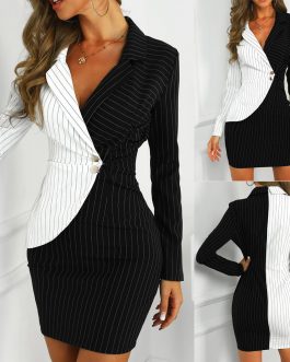 Elegant Striped Patchwork Blazer