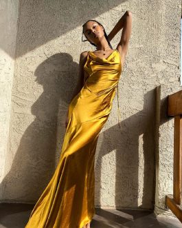 Gold Satin Patchwork Women