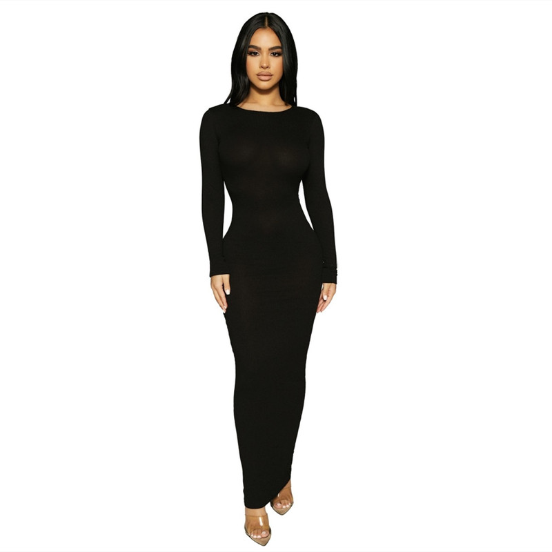 Inwoman Ribbed Knitted Summer Black White Maxi Dress For Women 2022 Sexy Bodycon Long Dress Sundress Ladies Brown Wrap Dresses