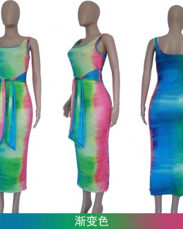 Sexy Lace Up Tank Long Dress