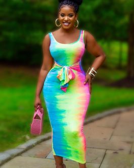 Sexy Lace Up Tank Long Dress