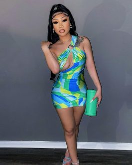 Sexy One Shoulder Print Cut