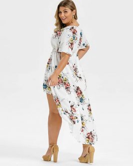 Summer Women Dress 2021 Sexy Fork Short-Sleeve