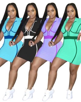 Women Summer Black Blue Short Sleeve